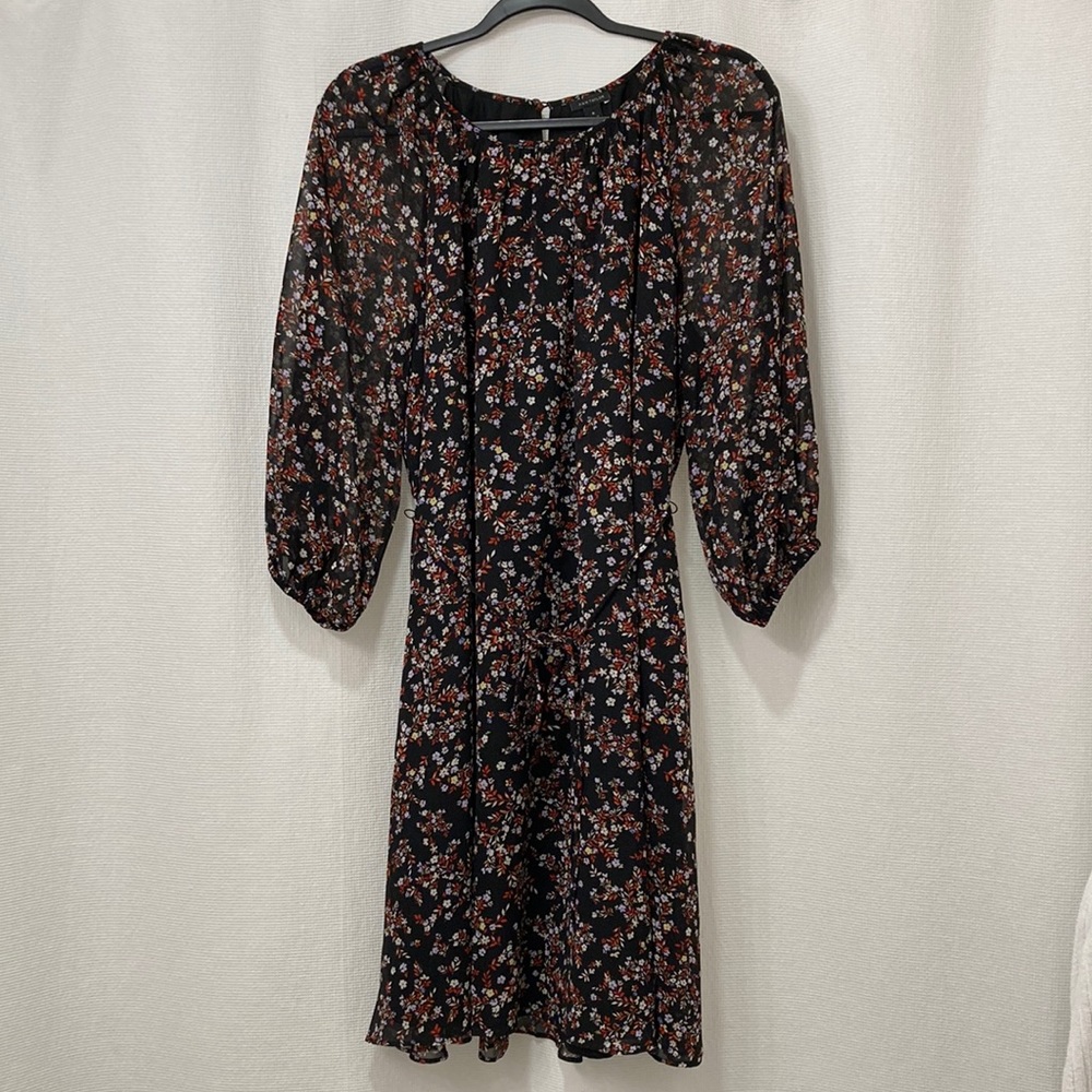 Ann Taylor Floral Chiffon Shift Dress  Medium